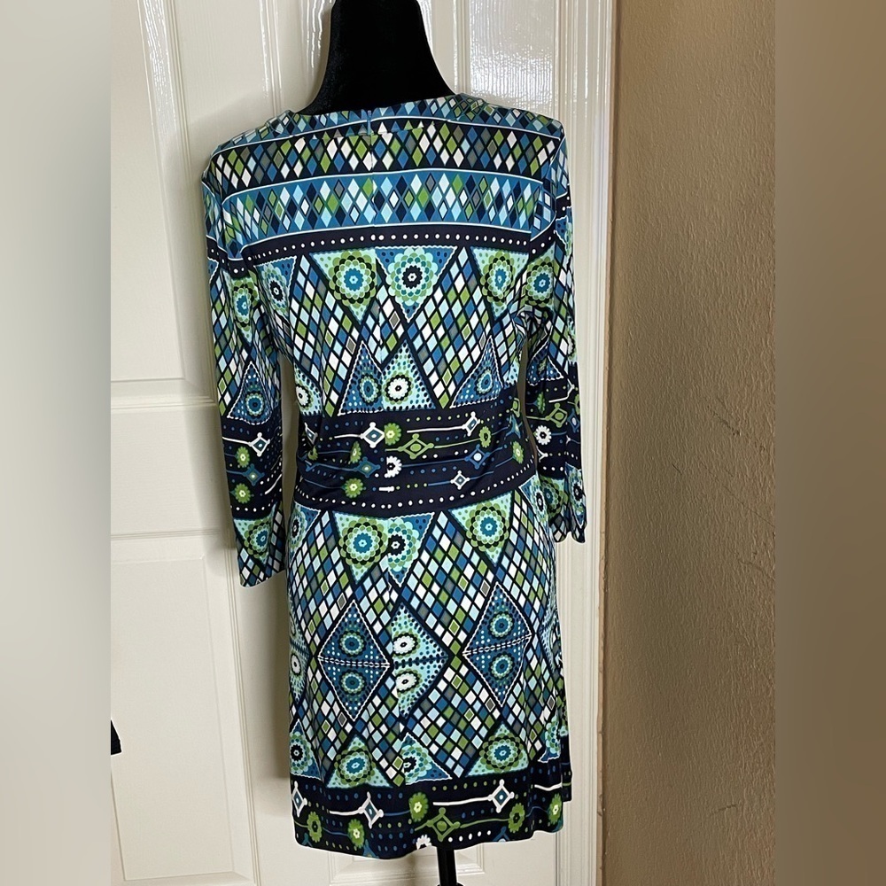 Tory Burch Dress Size 8 Claire Blue 100% Silk Stained Glass Mandala - Picture 13 of 14